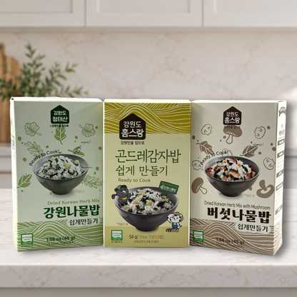 [강원도 홈스랑] 나물밥 입문 3종 (강원나물·버섯나물·곤드레감자)